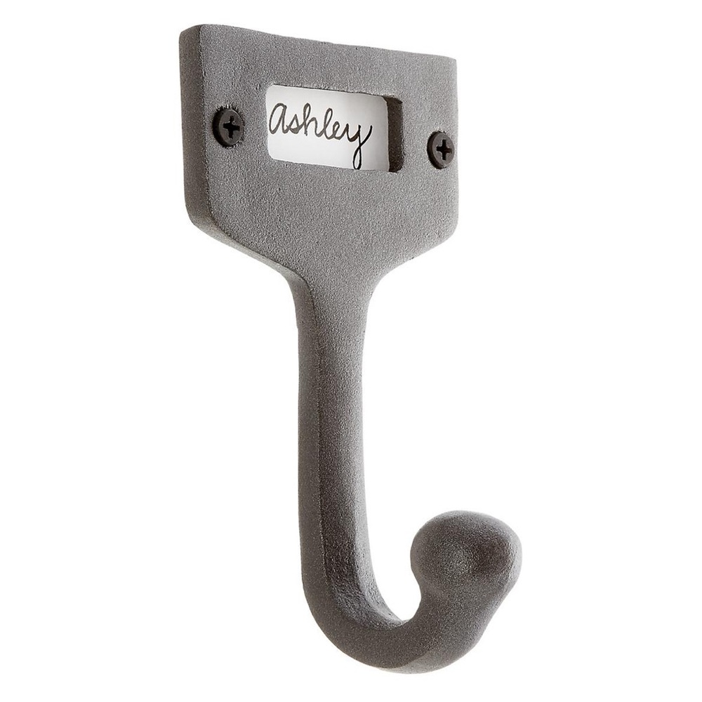 Container store- Cast Iron Single Wall Hook with Label Holder